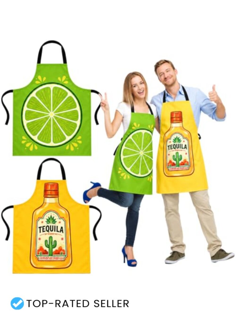 2 Pack Halloween Costume Aprons Tequila Lime Couples Cosplay Party Set